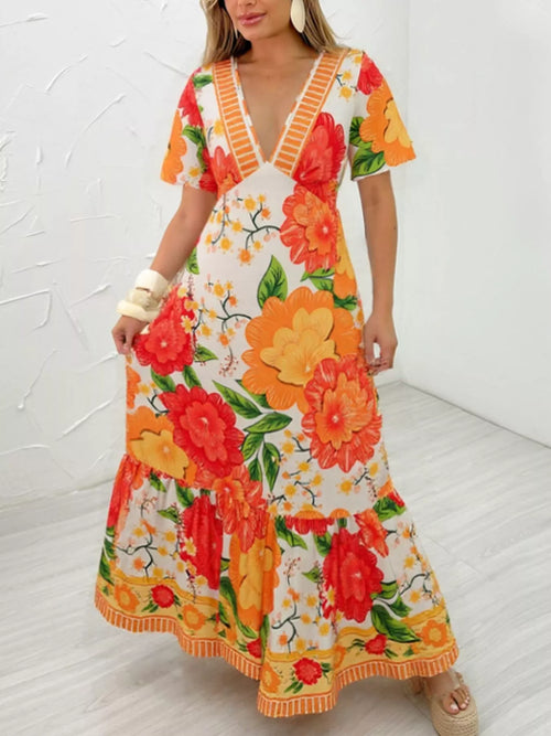 Hazel Blues® |  Floral Print V-Neck Maxi Dress