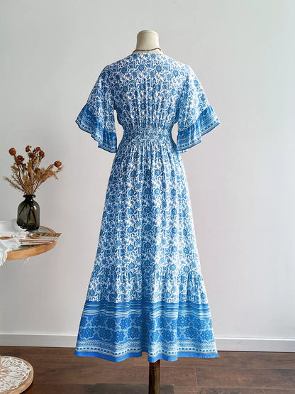 Hazel Blues® |  Floral Print Flounce Sleeve Dress