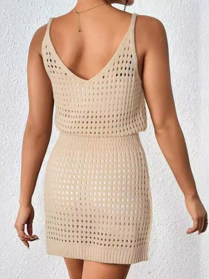 Hazel Blues® |  Openwork V-Neck Sleeveless Cover Up Dress