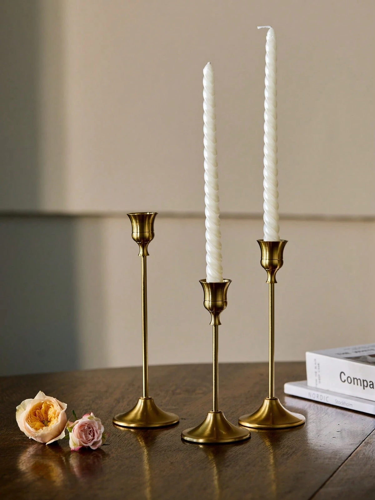 Brass Gold/Black Metal Tapered Candle Holders, Vintage Modern Decorative Centerpiece Candlestick For Fireplace, Wedding, Party, Cozy Home, Rama Table Decor, Mother's Day Gift, Party Use, Family Dining, High-End Restaurants Sup