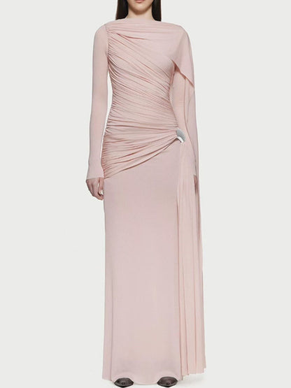 Hazel Blues® |  Ruched Draped Long Sleeve Maxi Dress