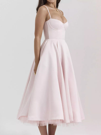 Hazel Blues® |  Sweetheart Neck A-Line Midi Dress