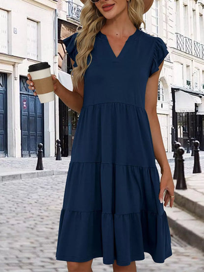 Hazel Blues® |  Ruffle Sleeve Tiered Midi Dress
