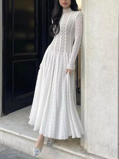 Hazel Blues® |  Lace Mock Neck Long Sleeve Maxi Dress