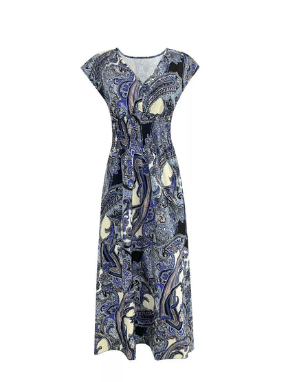 Hazel Blues® | Floral V-Neck Cap Sleeve Maxi Dress