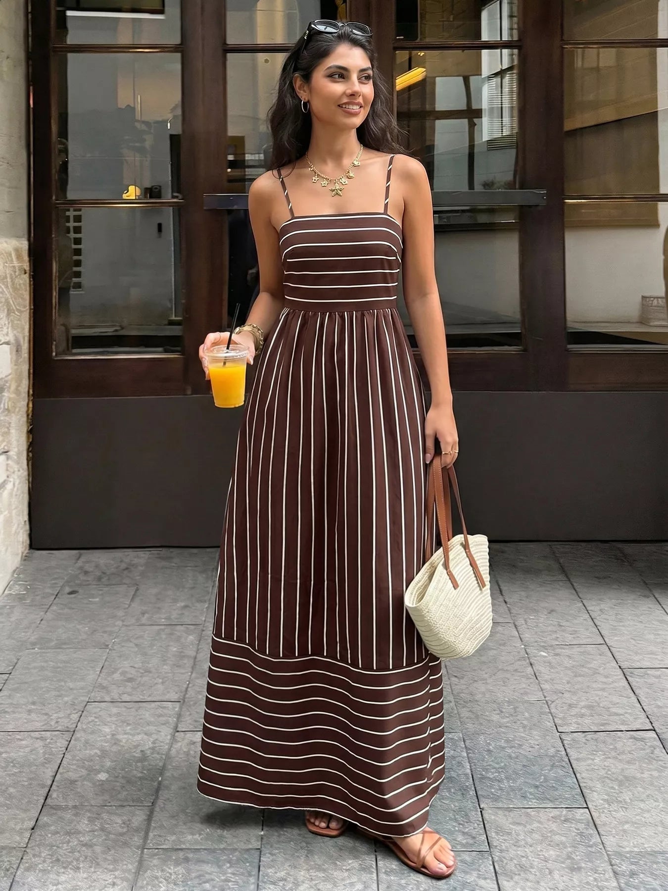 Hazel Blues® |  Striped Print Spaghetti Strap Maxi Dress
