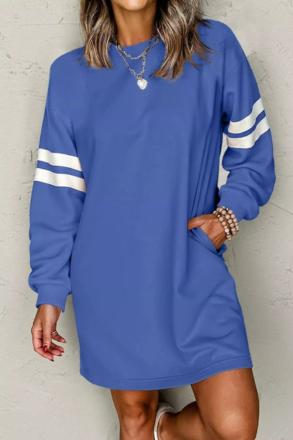 Hazel Blues® |  Stripe Long Sleeve Casual Sweatshirt Dress
