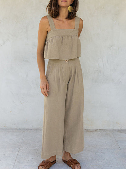 Hazel Blues® |  Square Neck Wide Strap Top and Pants Set