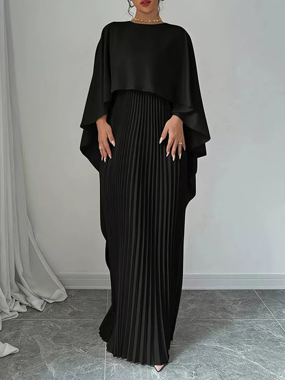 Hazel Blues® |  Cape Pleated Maxi Dress
