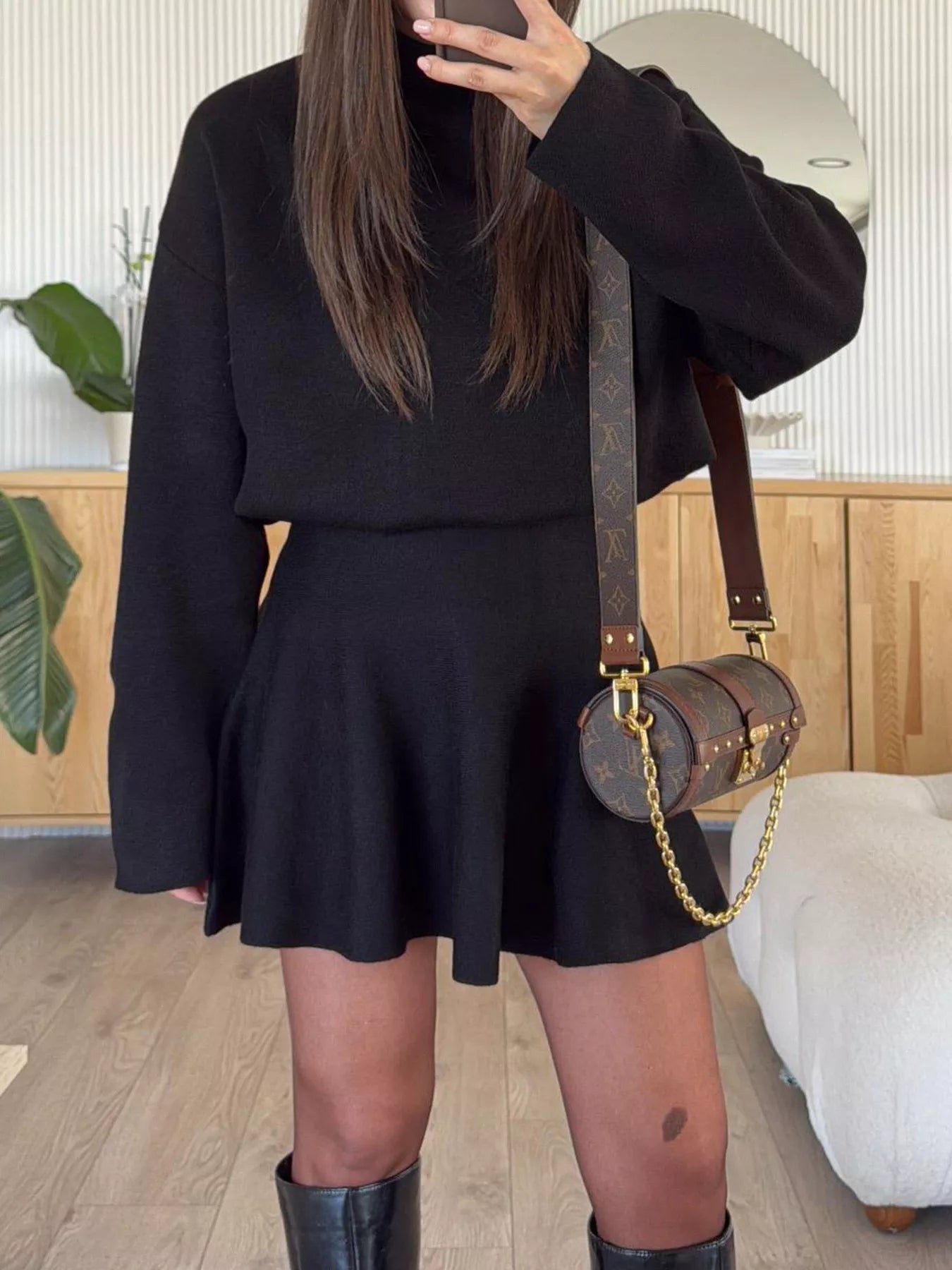 Hazel Blues® |  Round Neck Long Sleeve Mini Sweater Dress