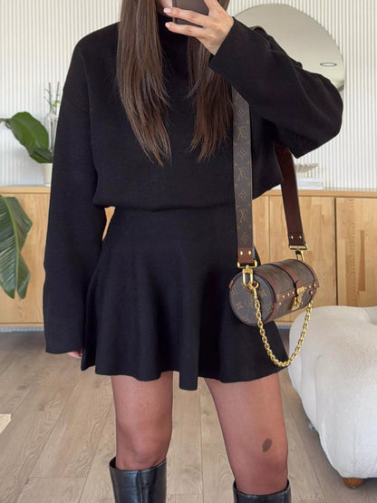 Hazel Blues® |  Round Neck Long Sleeve Mini Sweater Dress