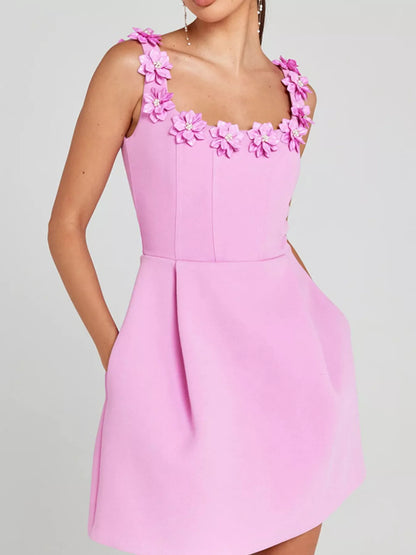 Hazel Blues® |  Floral Sleeveless Mini Dress with Pockets