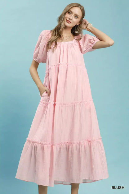 Hazel Blues® |  Umgee Textured Tiered Midi Dress