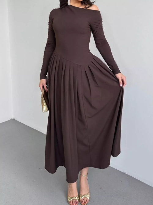 Hazel Blues® |  Ruched One Shoulder Long Sleeve Dress