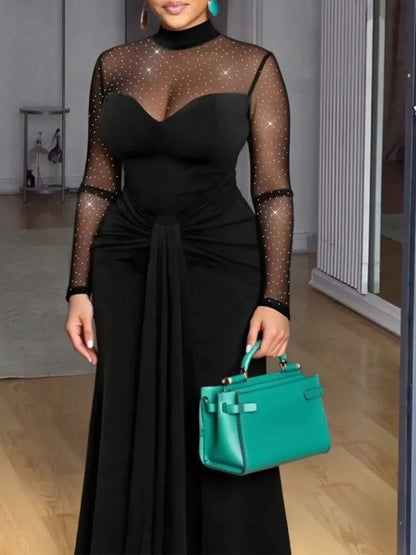 Hazel Blues® |  Mesh Mock Neck Long Sleeve Maxi Dress