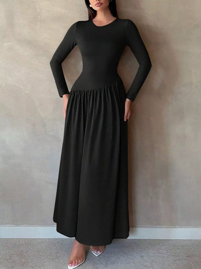 Hazel Blues® |  Long Sleeve Ruched A-Line Maxi Dress