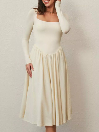 Hazel Blues® |  Square Neck Long Sleeve Midi Dress
