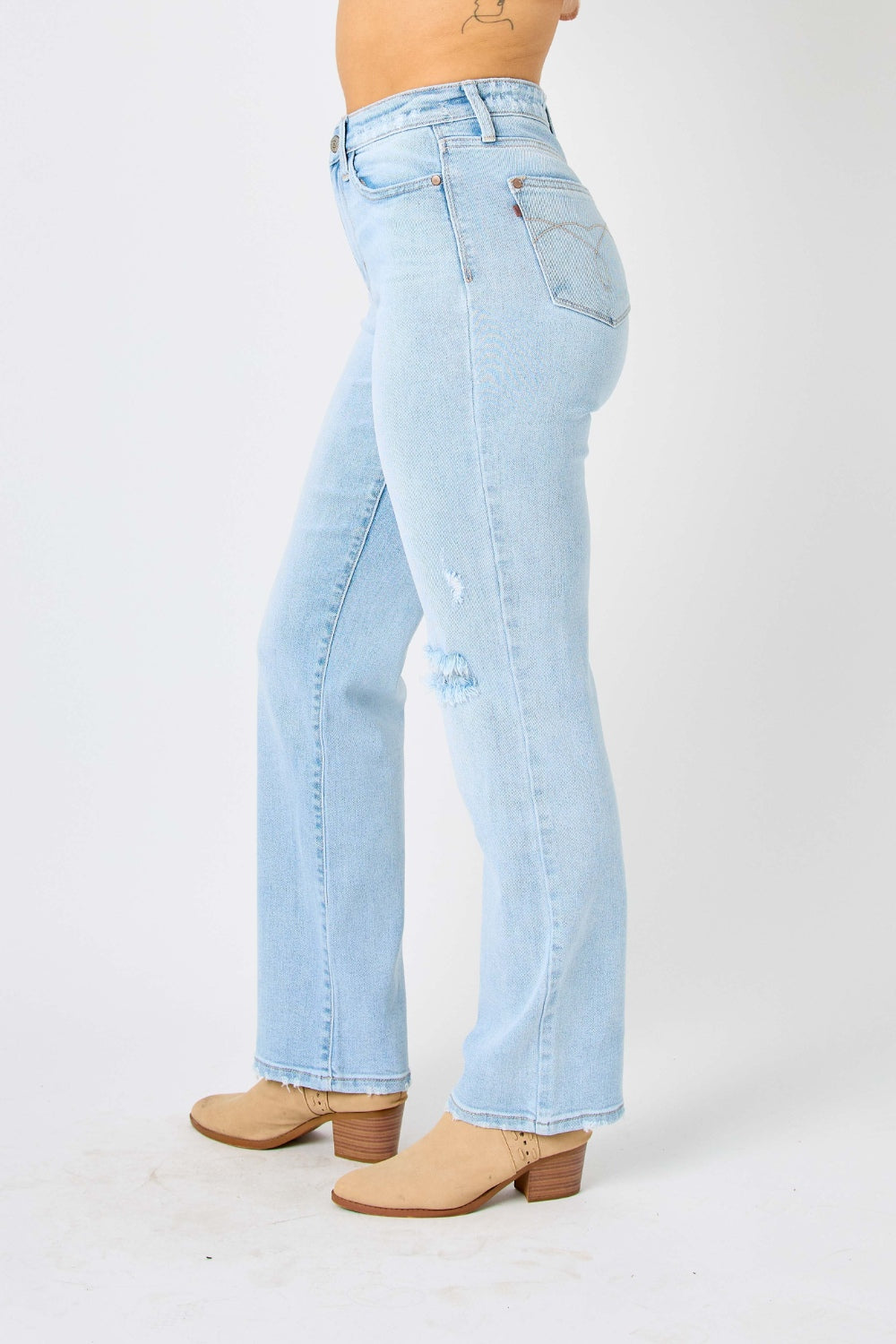 Hazel Blues® | Judy Blue High Waist Distressed Straight Jeans