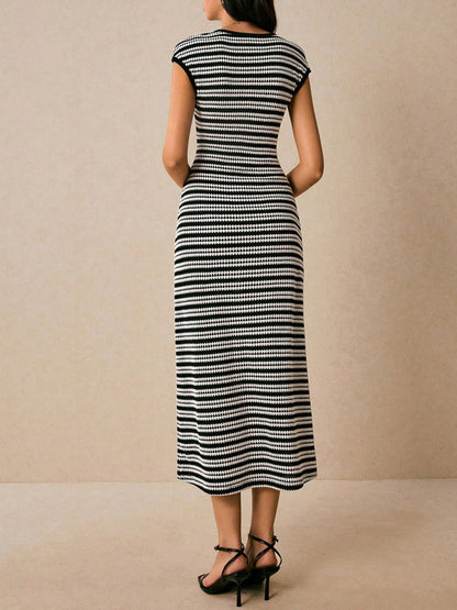 Hazel Blues® |  Striped Cap Sleeve Bodycon Midi Dress