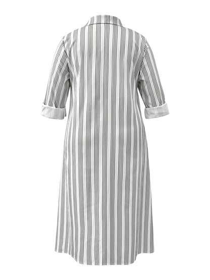 Hazel Blues® | Striped Button Front Midi Dress