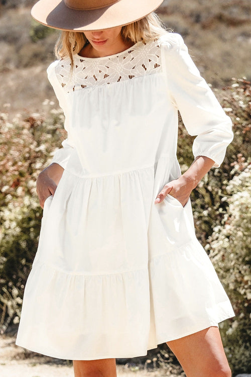 Hazel Blues® |  3/4 Sleeve Tiered Mini Dress