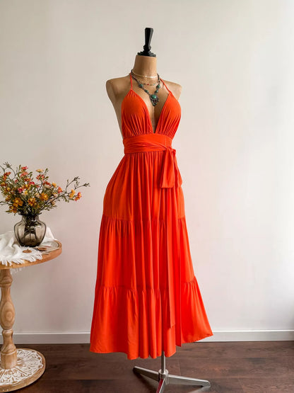 Hazel Blues® |  Halter Neck Tiered Dress