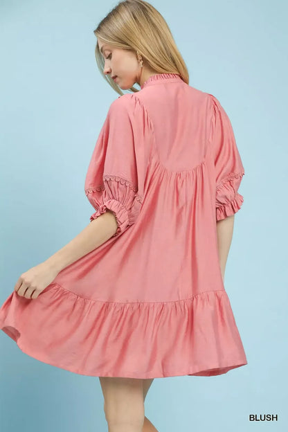 Hazel Blues® |  Umgee Smocked Bib Ruffle Hem Babydoll Dress
