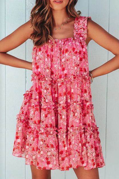 Hazel Blues® |  Floral Print Ruffle Tiered Mini Dress