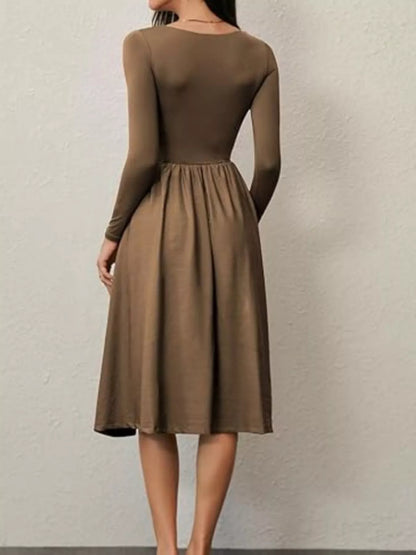 Hazel Blues® |  Square Neck Long Sleeve Midi Dress