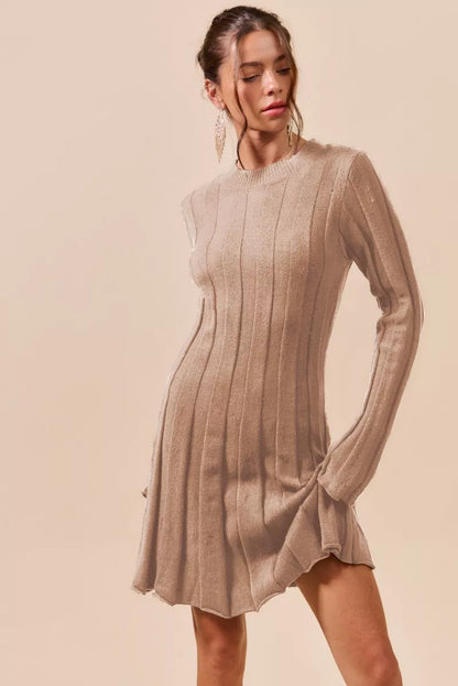 Hazel Blues® |  SO ME Ribbed Long Sleeve Mini Sweater Dress