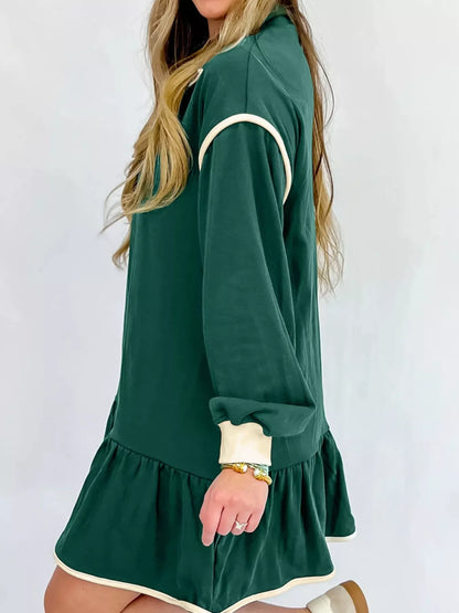 Hazel Blues® |  Ruffled Hem Dropped Shoulder Mini Dress
