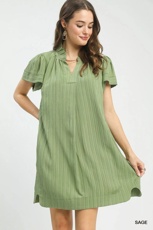 Hazel Blues® |  Umgee Flutter Sleeve V-Neck Shift Dress