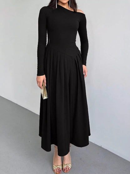 Hazel Blues® |  Ruched One Shoulder Long Sleeve Dress