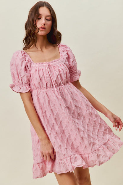 Hazel Blues® |  SO ME Texture Woven Ruching On Bust Mini Dress