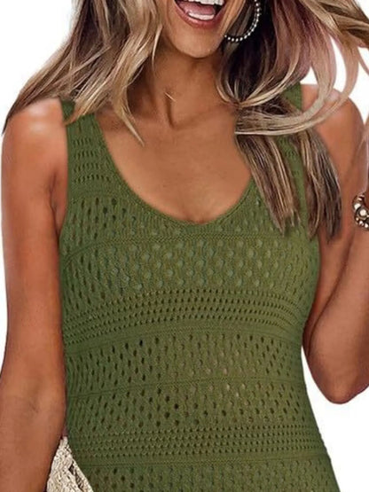 Hazel Blues® |  Crochet Knit Cover-Up Dress with Side Slit