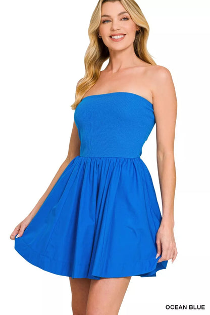 Hazel Blues® |  Zenana Combined Knit Tube Top Flare Mini Dress