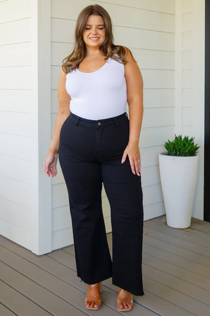 Hazel Blues® |  August High Rise Wide Leg Crop Jeans in Black