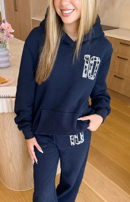 Beginning Navy Leopard Star Hoodie