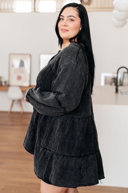 Hazel Blues® |  Borrowed Time Mineral Wash V-Neck Dress