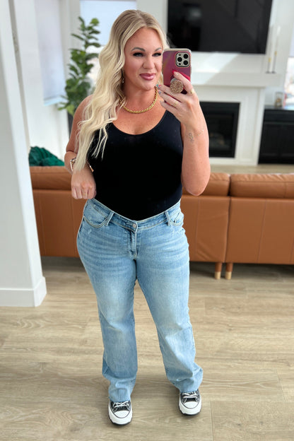 Hazel Blues® |  Mildred High Rise V Front Waistband Straight Jeans