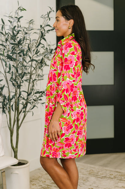 Hazel Blues® |  Inspire Collared Dress in Pink Blossom