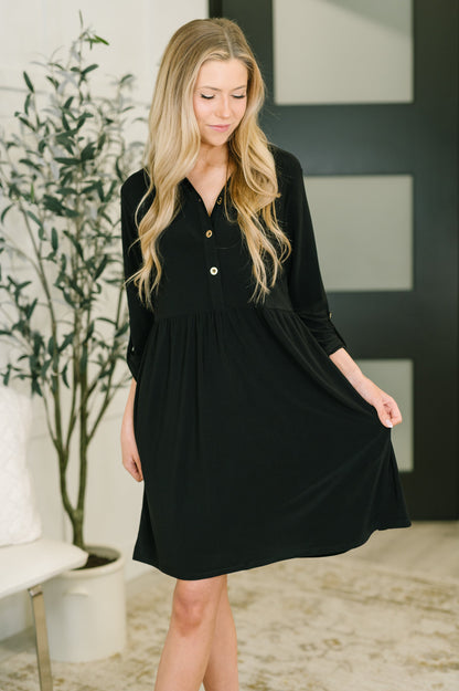 Hazel Blues® |  Inspire Collared Neck Dress in Black