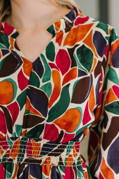 Hazel Blues® |  Leafing it All Behind Long Sleeve Tiered Dress