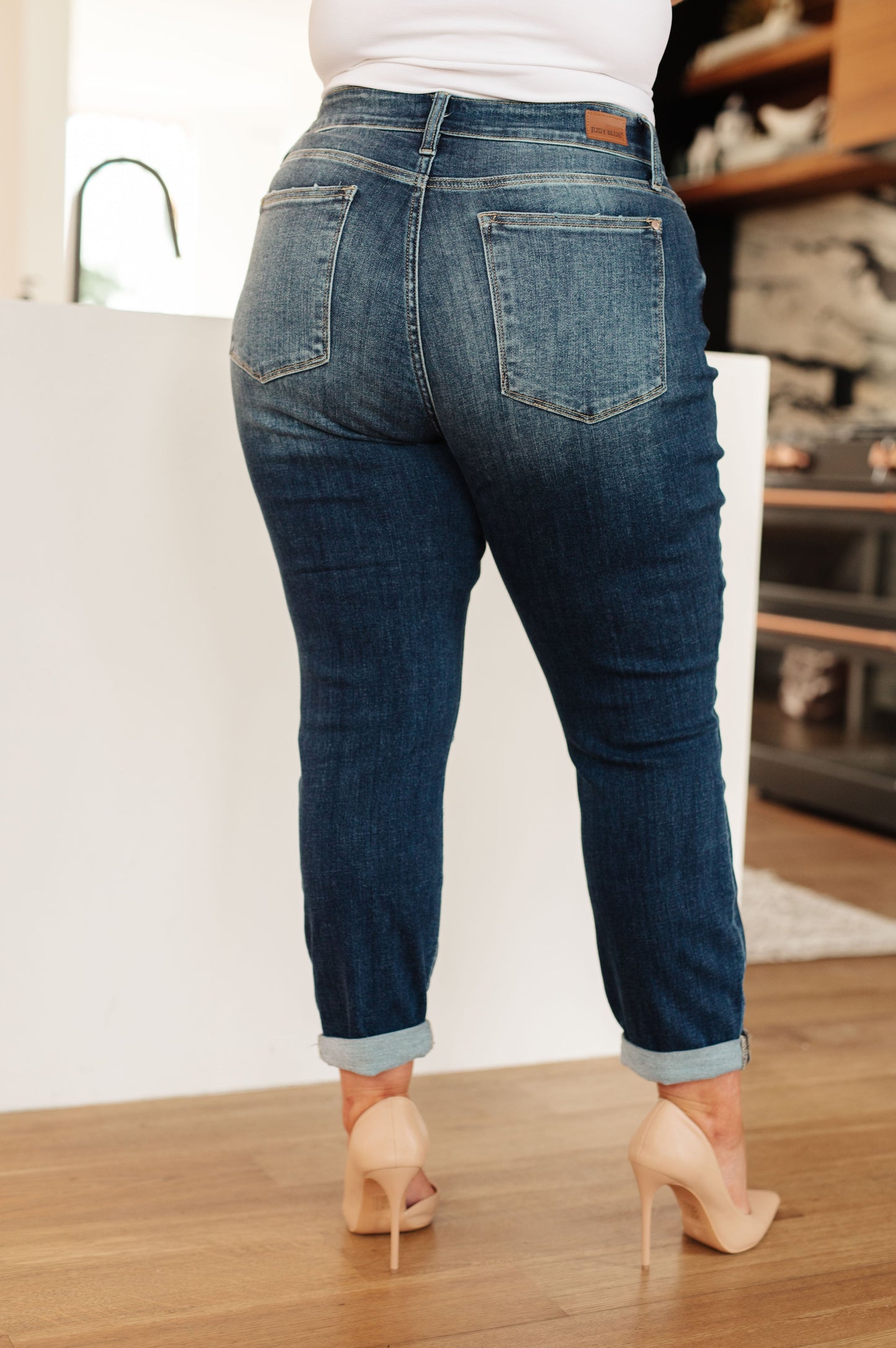 Hazel Blues® |  London Midrise Cuffed Boyfriend Jeans
