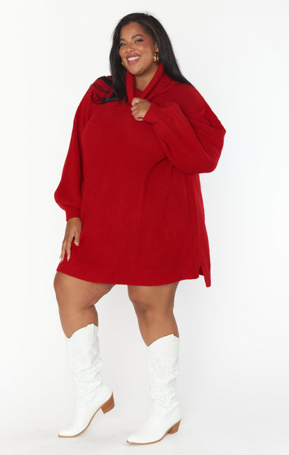 Chester Sweater Dress ~ Holly Red Knit