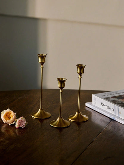 Brass Gold/Black Metal Tapered Candle Holders, Vintage Modern Decorative Centerpiece Candlestick For Fireplace, Wedding, Party, Cozy Home, Rama Table Decor, Mother's Day Gift, Party Use, Family Dining, High-End Restaurants Sup