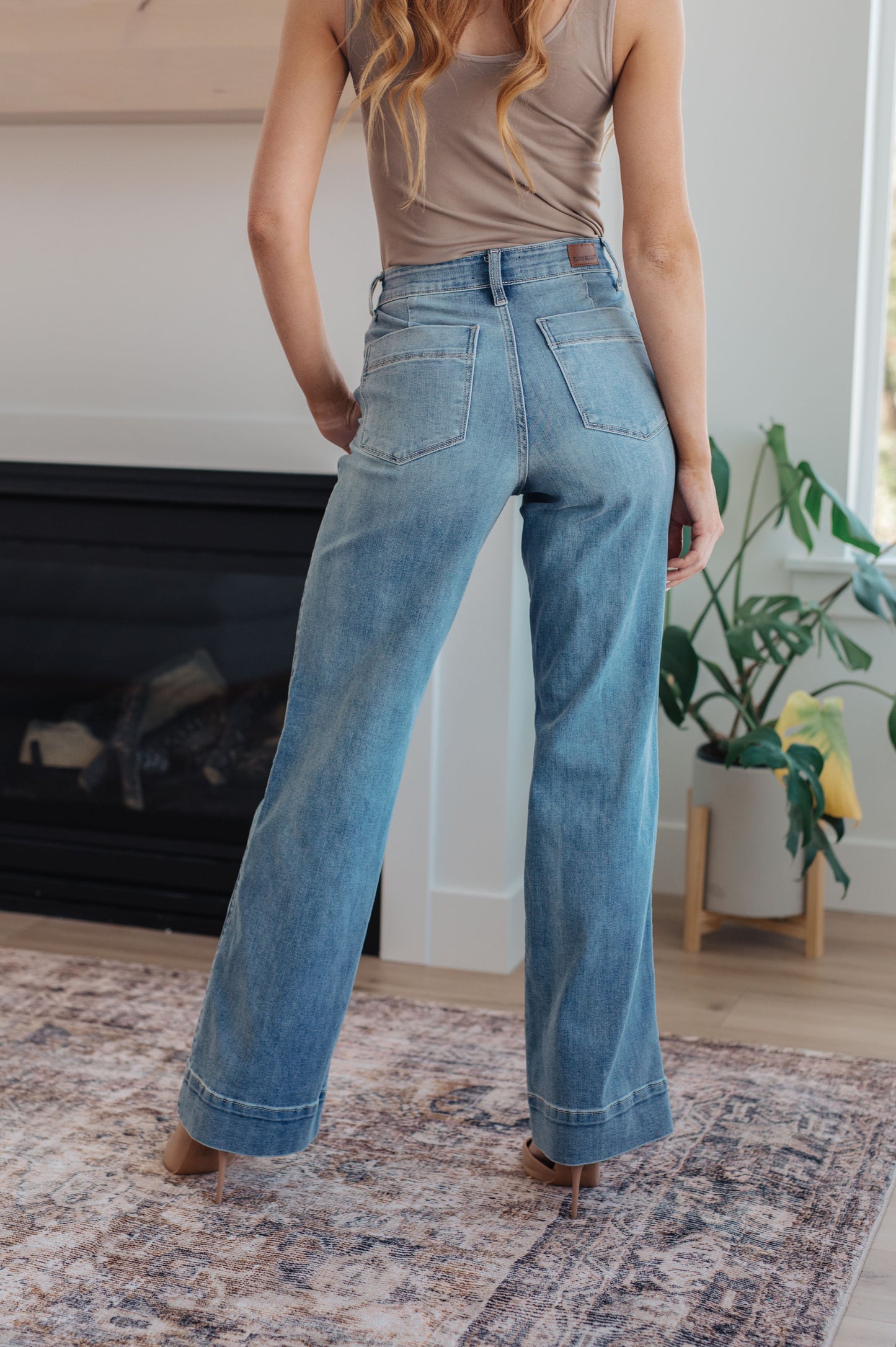 Hazel Blues® |  Mindy Mid Rise Wide Leg Jeans