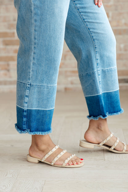 Hazel Blues® |  Olivia High Rise Wide Leg Crop Jeans in Medium Wash