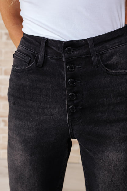 Hazel Blues® |  Ryan High Rise Button Fly Wide Leg Crop Jeans