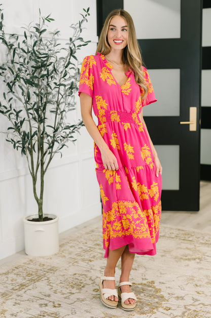 Hazel Blues® |  Whispering Willow V-Neck Dress in Fuchsia